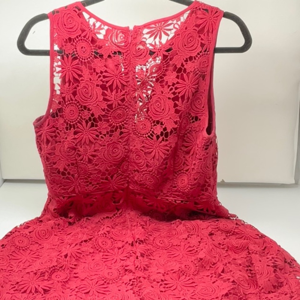 White House Black Market maroon crochet/satin lined dress, size 8
